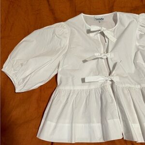 Ganni Cotton Poplin Peplum Blouse